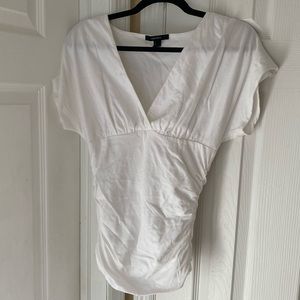 F21 White Vneck Top